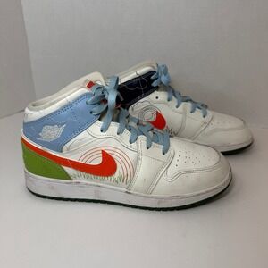 Nike Air Jordan 1 Mid SE GS Sneaker Shoes 'Stitch' Kids Size 5.5Y DX2462-100